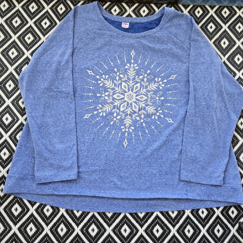 Holiday Time Christmas Sweater Glitter Snowflake Lightweight LS Womens Sz 3X